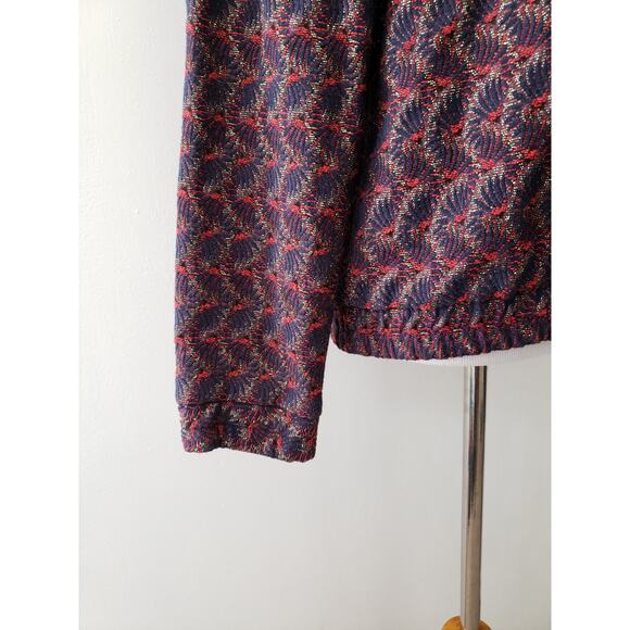 Lenny B. Paris Metallic Gold Red Jacquard Blouse Large - Picture 6 of 12